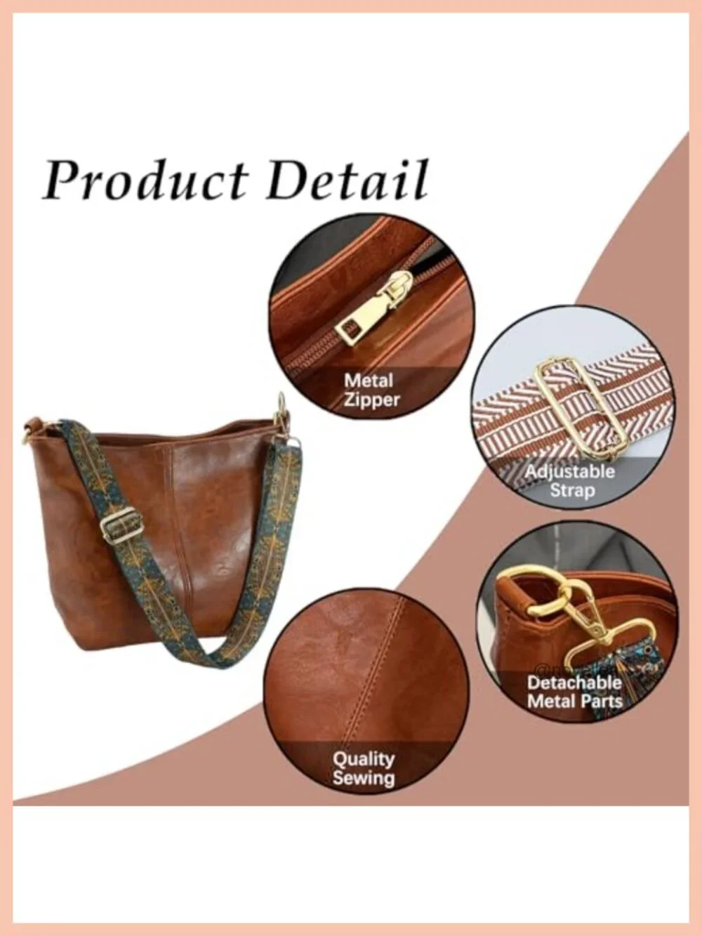 Vegan Leather Hobo Bag Crossbody Purse with Zipper Shoulder Handbag